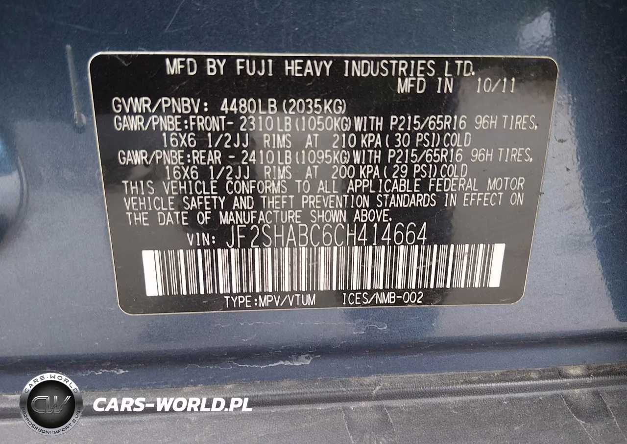 2012 Subaru Forester 2.5X VIN:JF2SHABC6CH414664 - 9