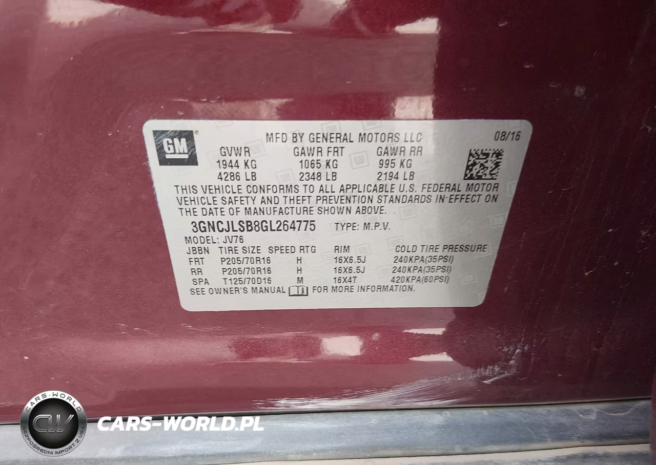 2016 Chevrolet Trax Lt VIN:3GNCJLSB8GL264775 - 9