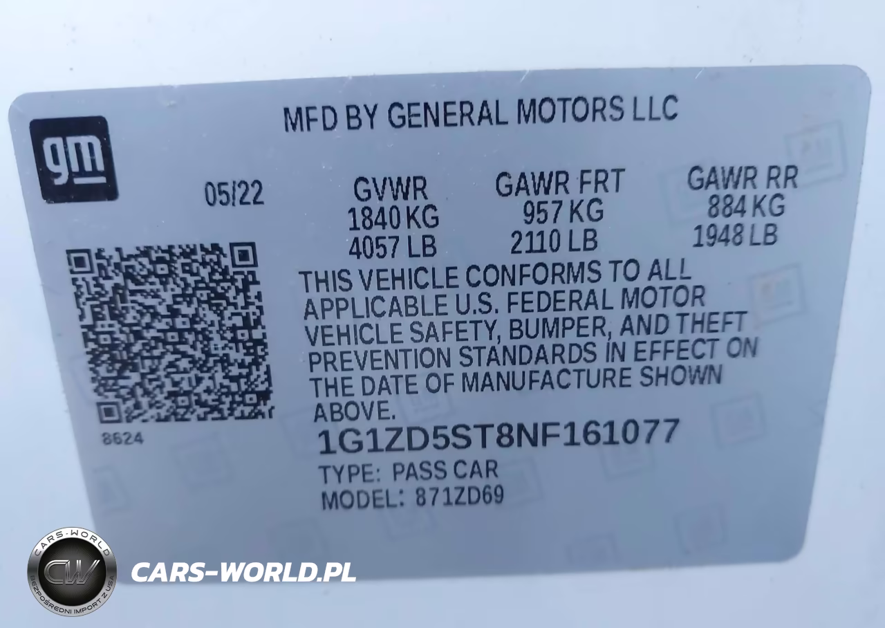2022 Chevrolet Malibu Fwd Lt VIN:1G1ZD5ST8NF161077 - 9