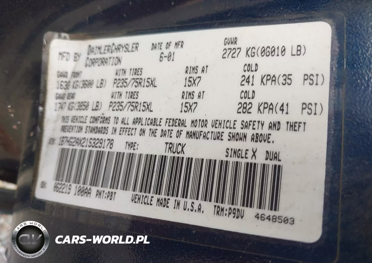 2001 Dodge Dakota Slt-Sport VIN:1B7HG2AX21S329178 - 9