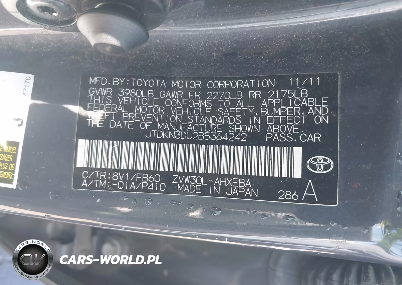2011 Toyota Prius Two VIN:JTDKN3DU2B5364242 - 9