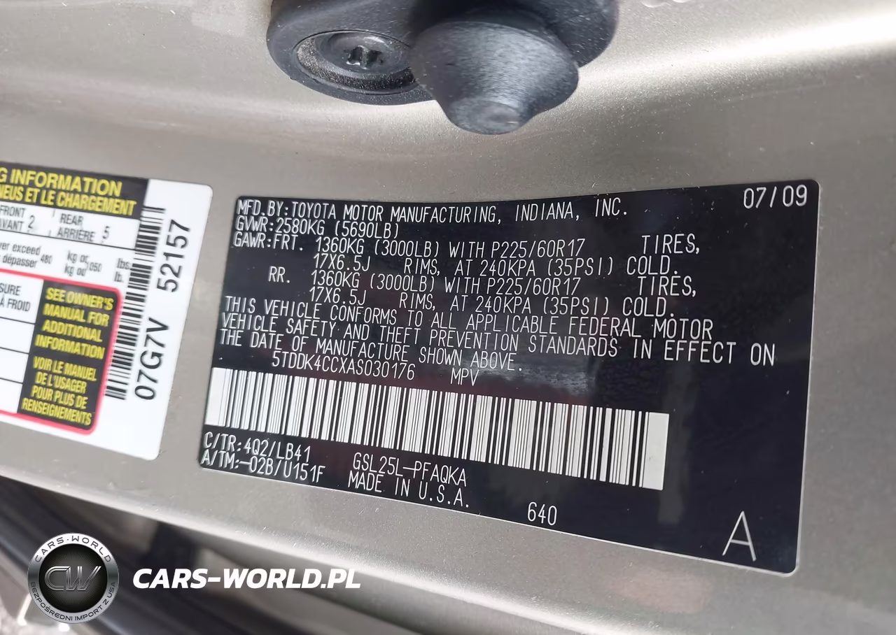 2010 Toyota Sienna Limited VIN:5TDDK4CCXAS030176 - 9