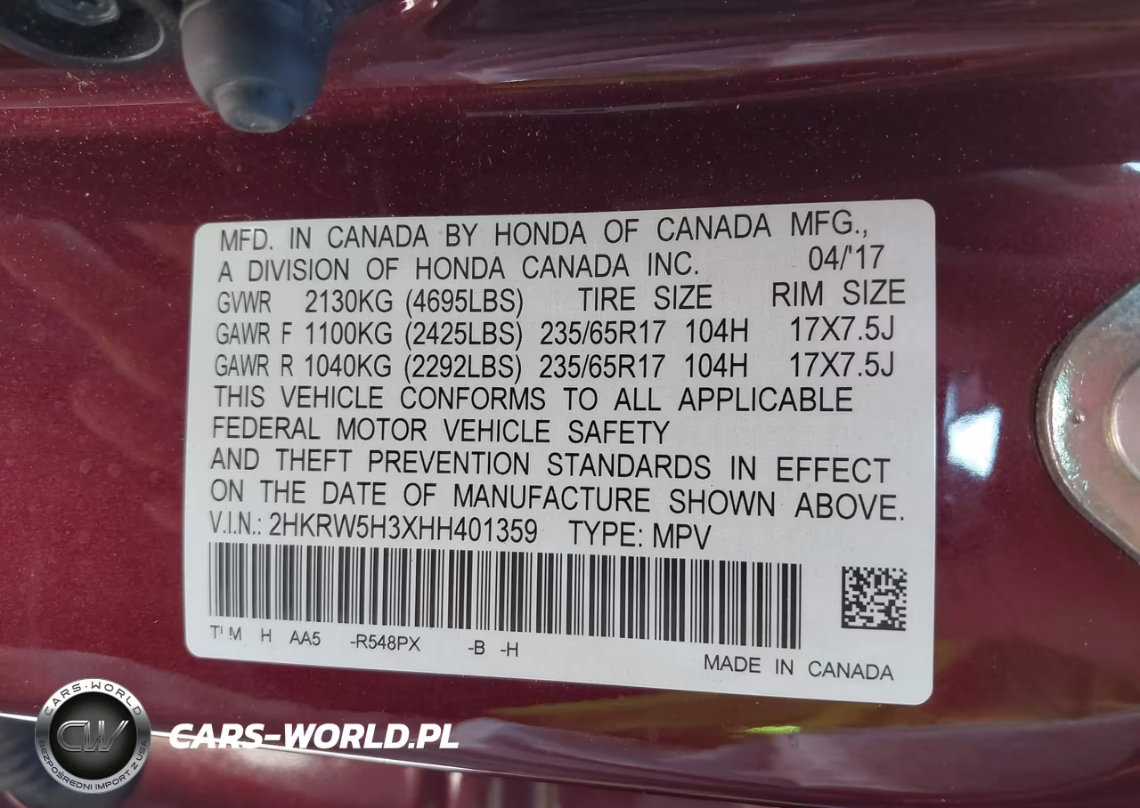 2017 Honda Cr-V Lx VIN:2HKRW5H3XHH401359 - 9