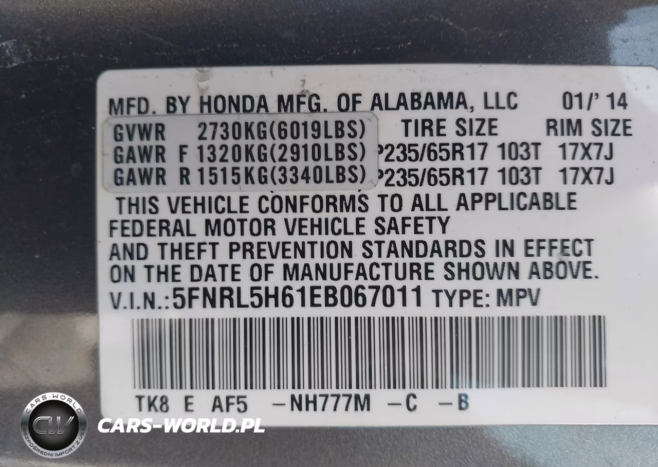 2014 Honda Odyssey VIN:5FNRL5H61EB067011 - 9