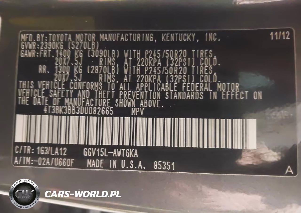 2013 Toyota Venza Limited V6 VIN:4T3BK3BB3DU082665 - 9