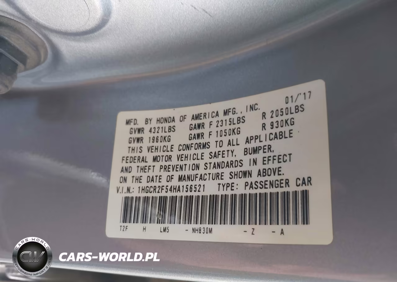 2017 Honda Accord Sport VIN:1HGCR2F54HA156521 - 9