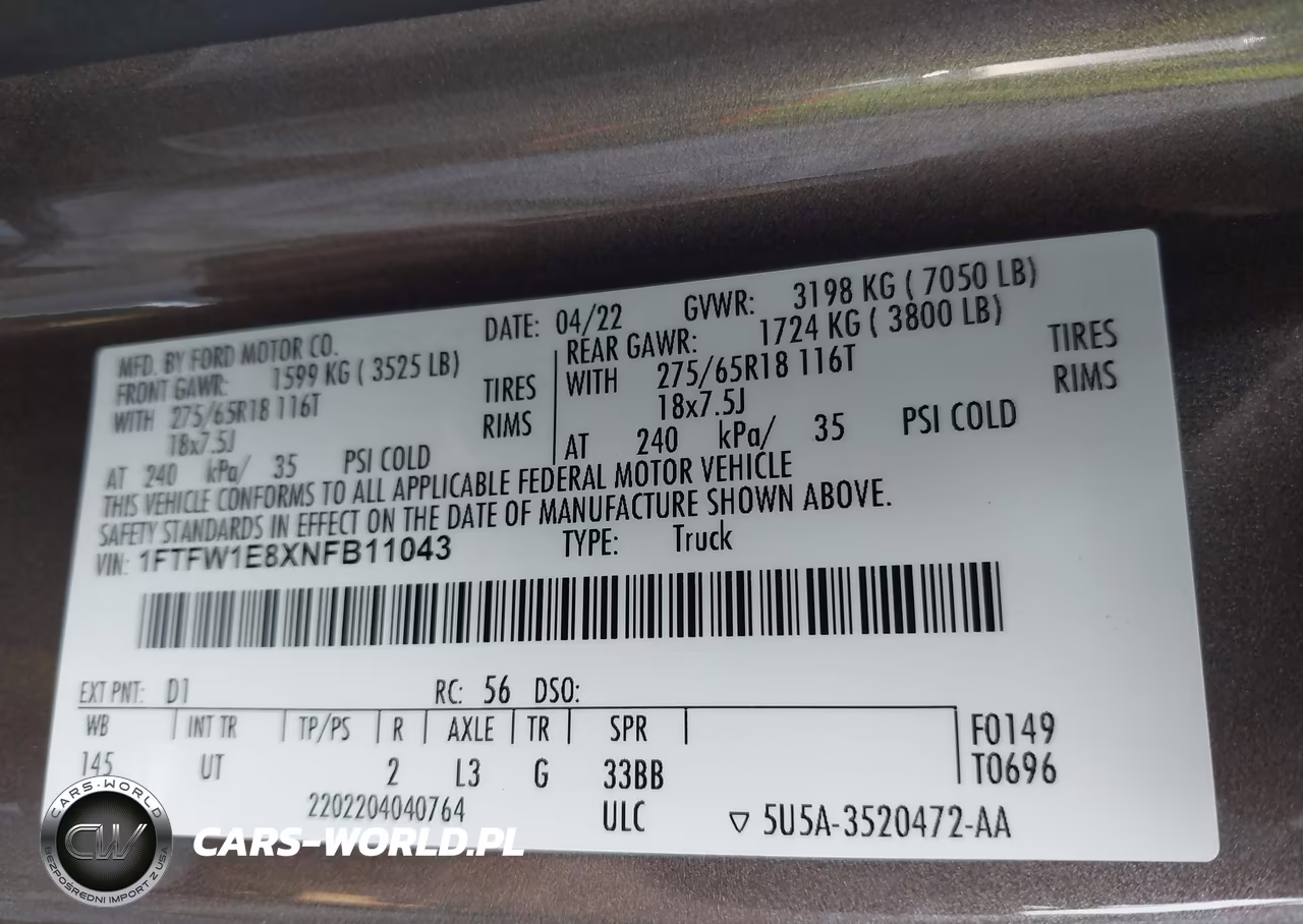 2022 Ford F-150 Xlt VIN:1FTFW1E8XNFB11043 - 9
