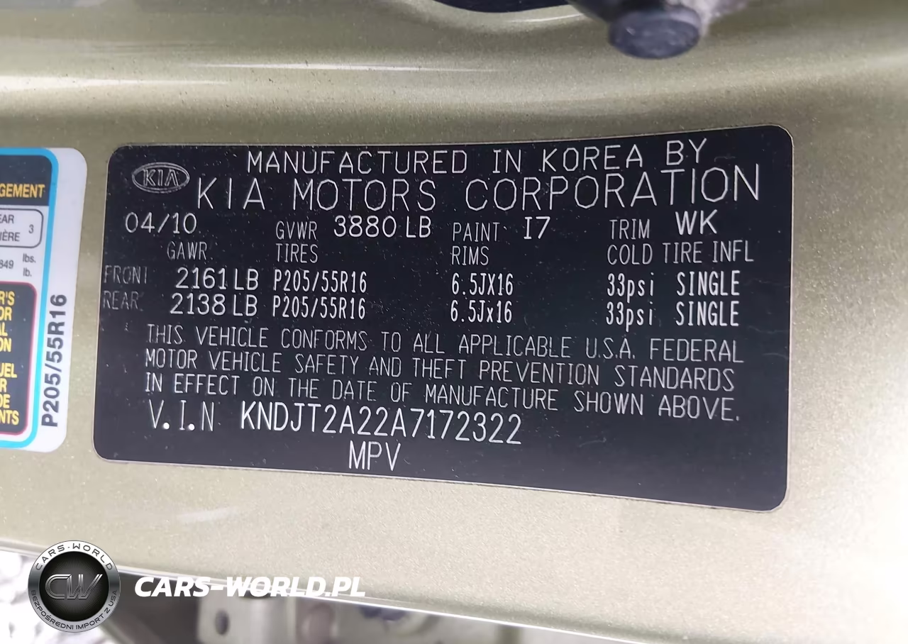 2010 Kia Soul + VIN:KNDJT2A22A7172322 - 9