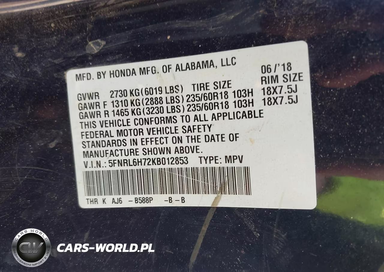 2019 Honda Odyssey Ex-L VIN:5FNRL6H72KB012853 - 9
