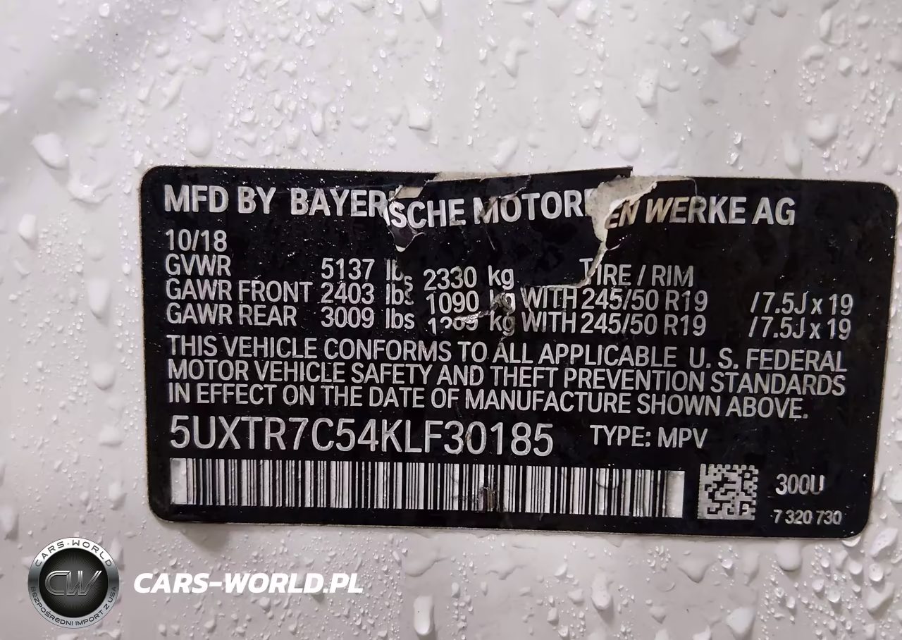 2019 BMW X3 Sdrive30I VIN:5UXTR7C54KLF30185 - 9