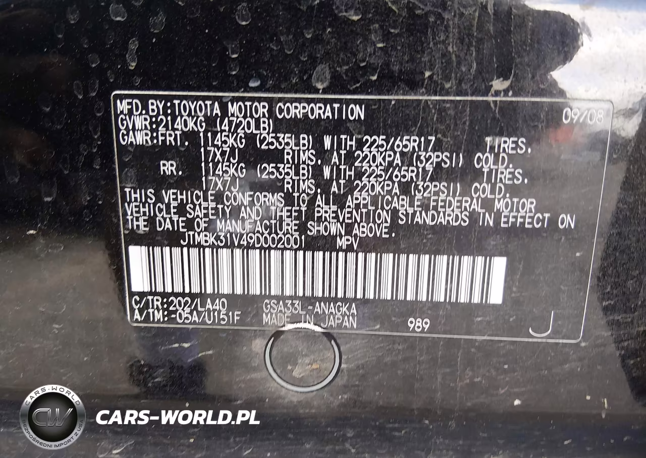 2009 Toyota Rav4 Limited V6 VIN:JTMBK31V49D002001 - 9