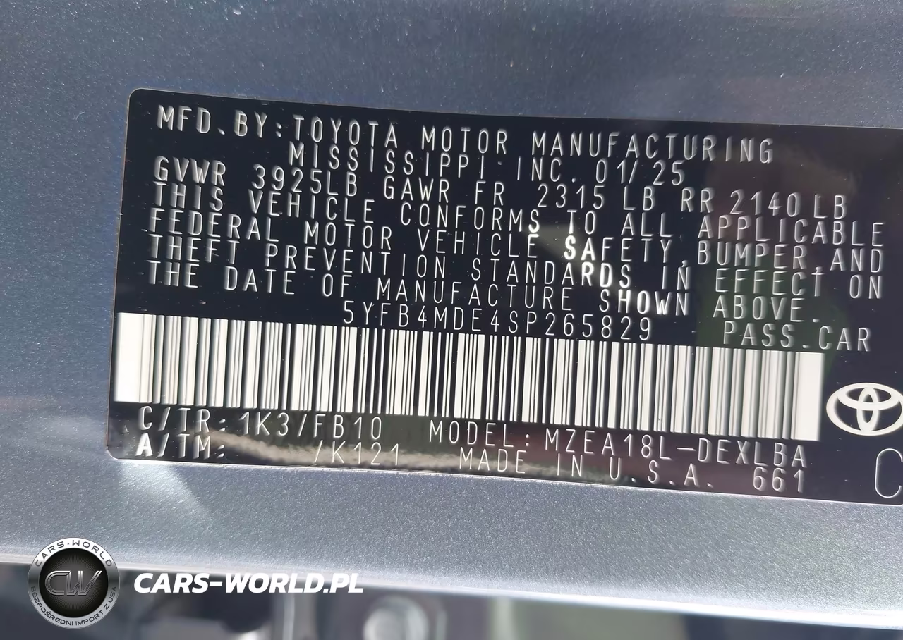 2025 Toyota Corolla Le VIN:5YFB4MDE4SP265829 - 9