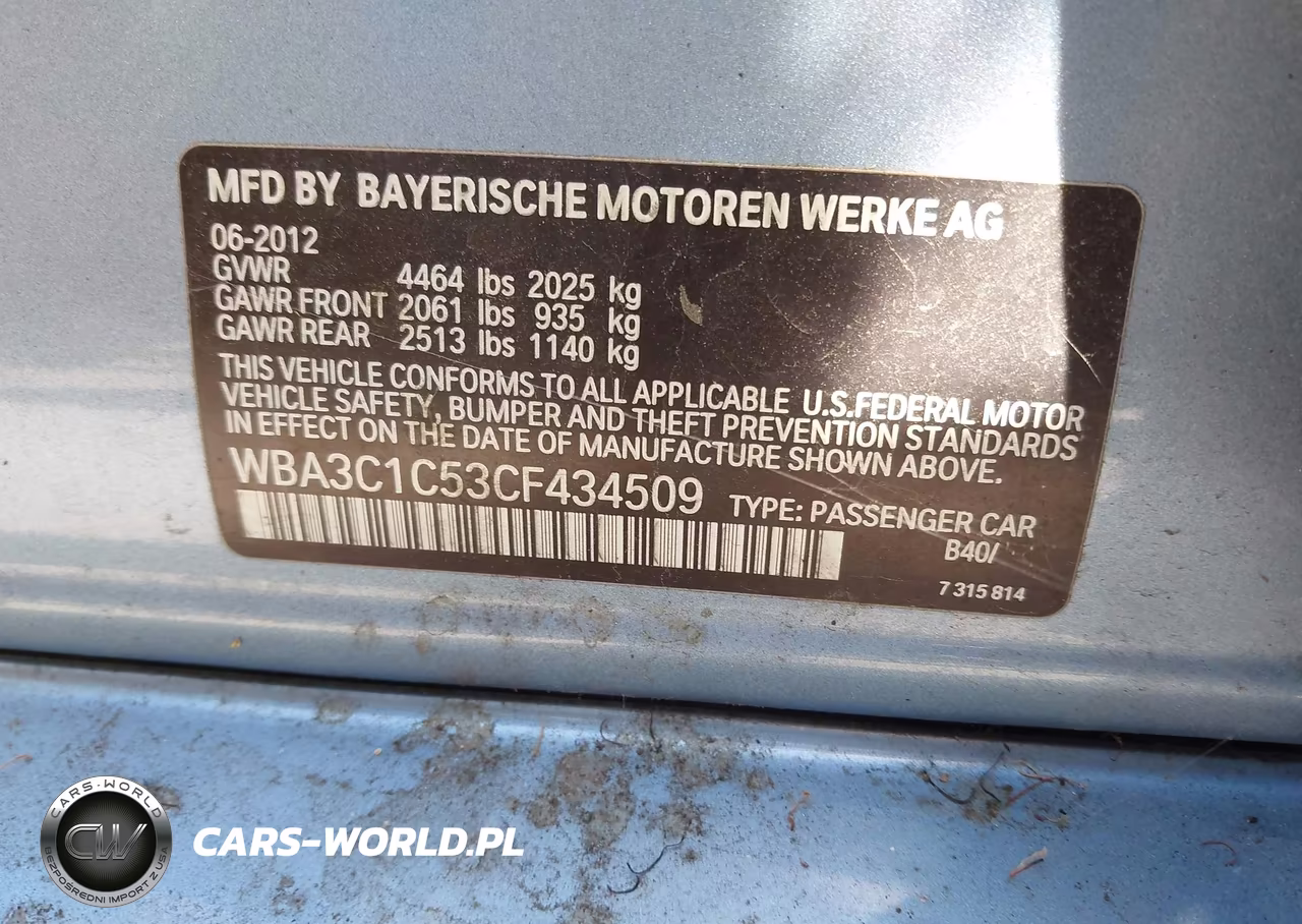 2012 BMW 328I VIN:WBA3C1C53CF434509 - 9
