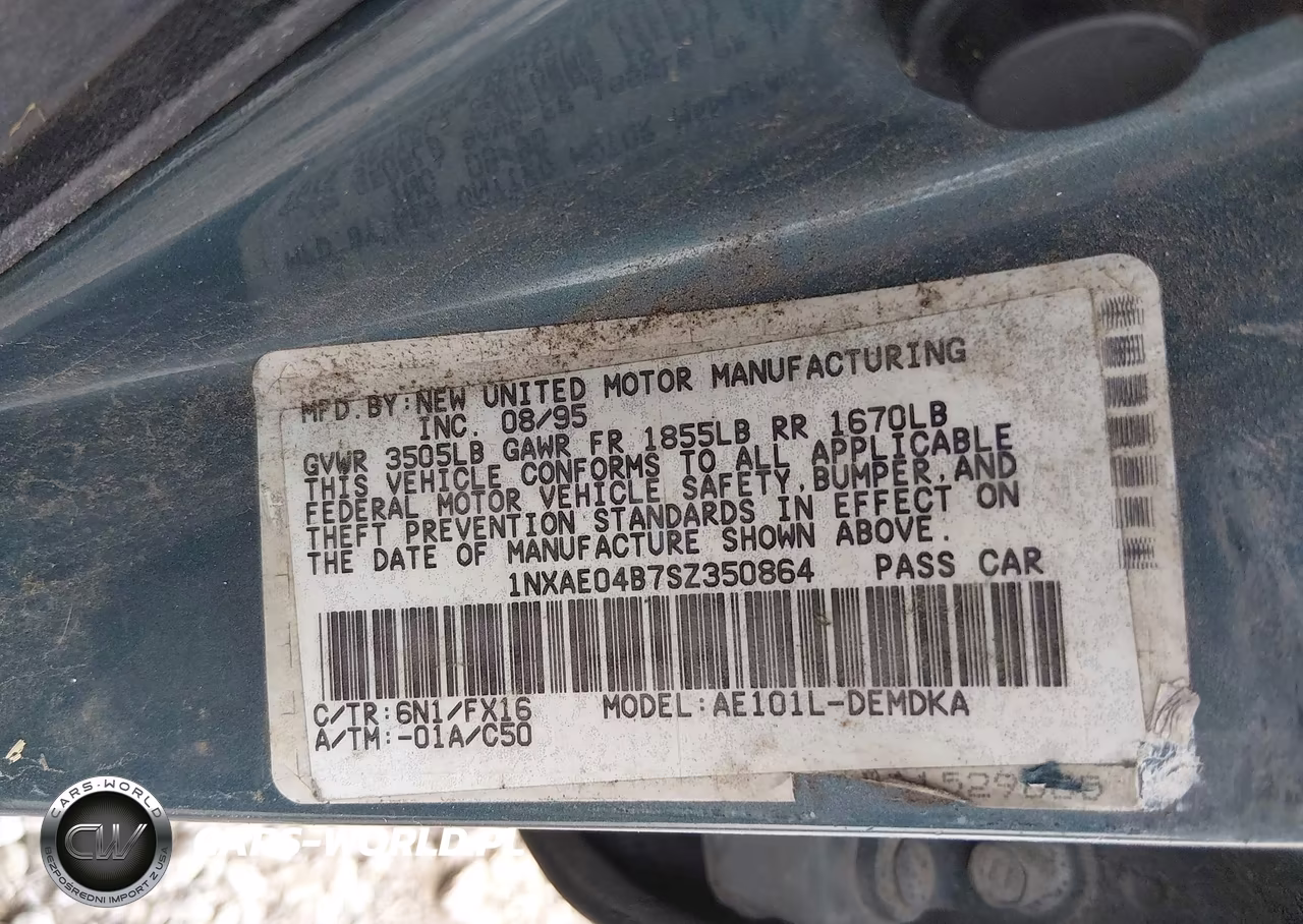 1995 Toyota Corolla VIN:1NXAE04B7SZ350864 - 9
