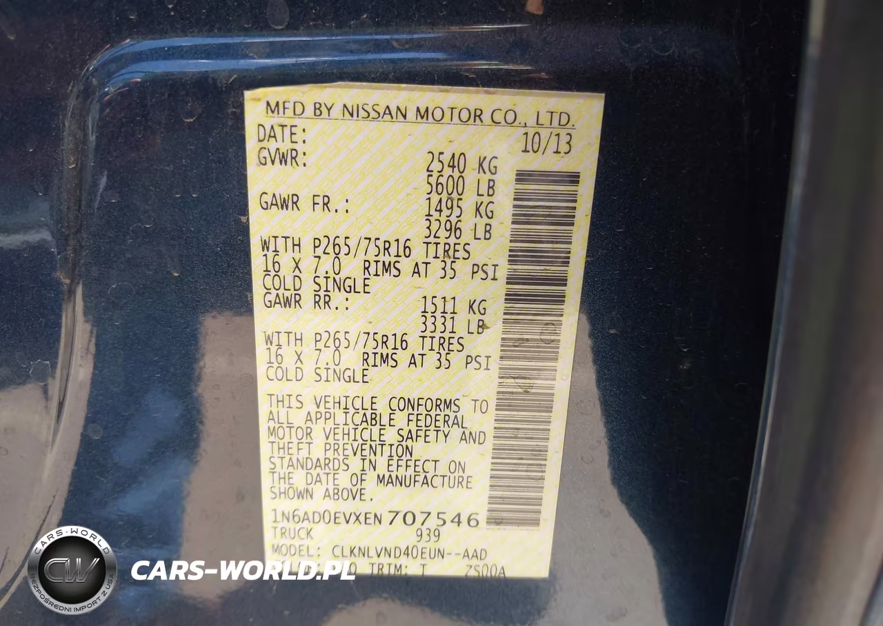 2014 Nissan Frontier Pro-4X VIN:1N6AD0EVXEN707546 - 9