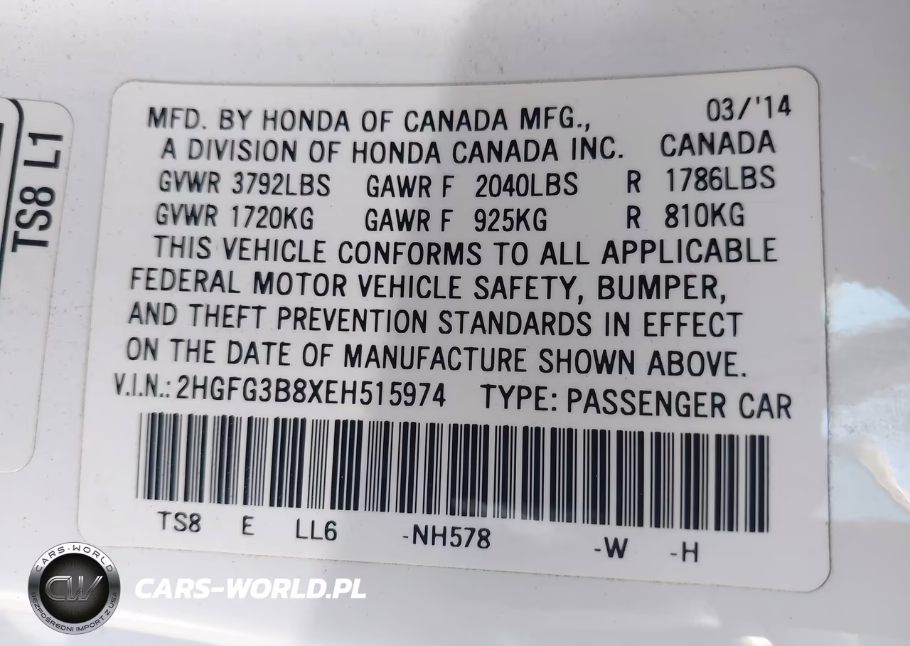 2014 Honda Civic Ex VIN:2HGFG3B8XEH515974 - 9