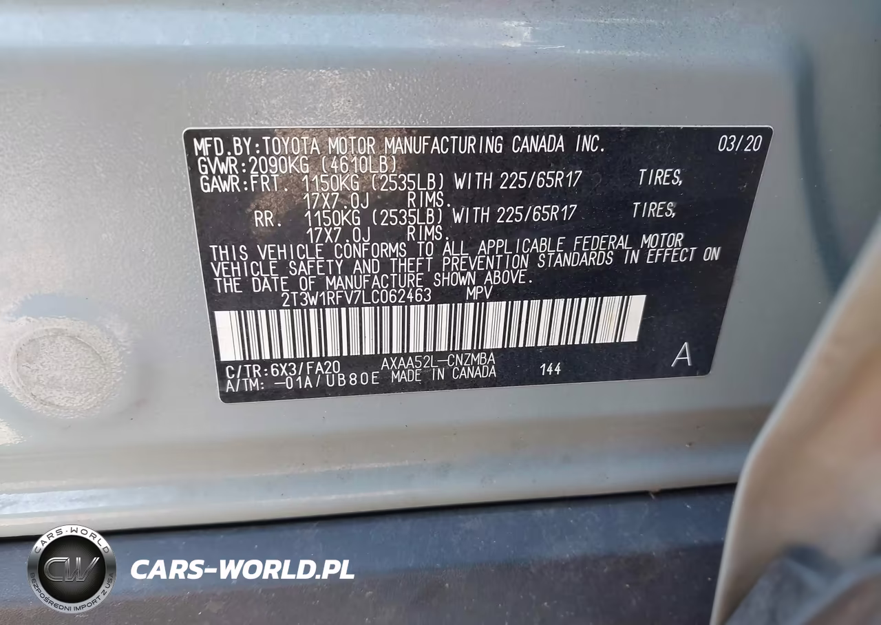 2020 Toyota Rav4 Xle VIN:2T3W1RFV7LC062463 - 9