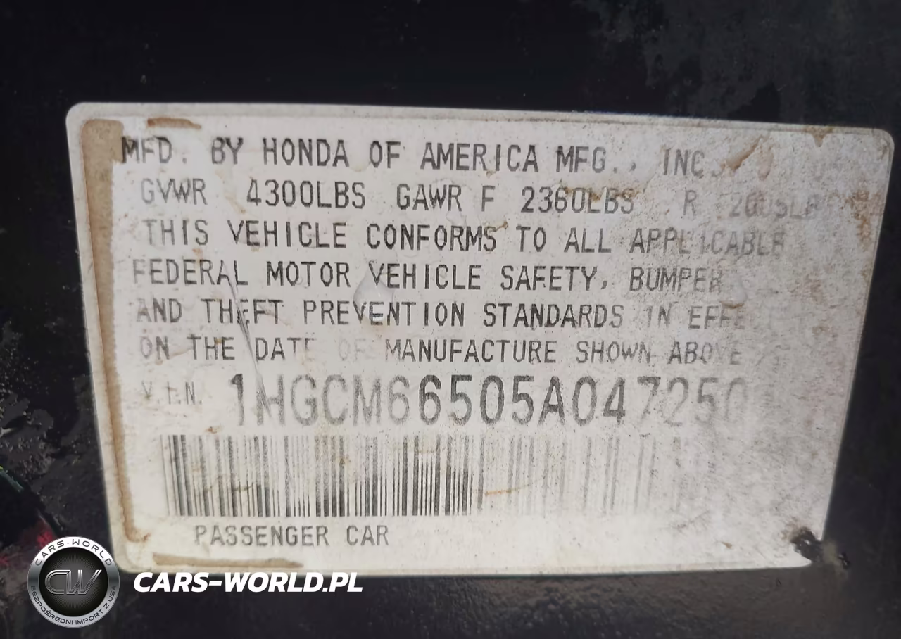 2005 Honda Accord 3.0 Ex VIN:1HGCM66505A047250 - 9
