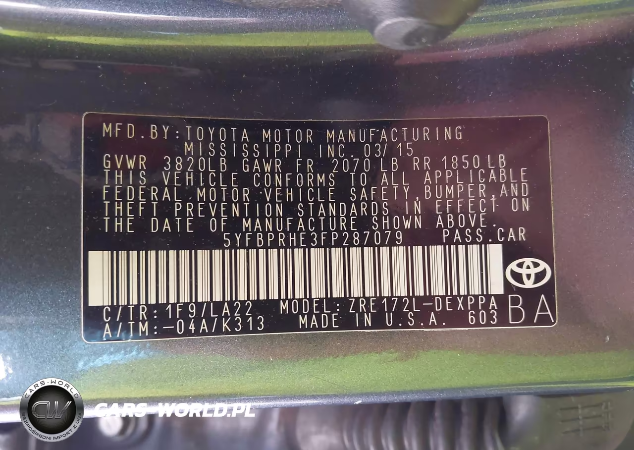 2015 Toyota Corolla Le Eco-Le Eco Plus-Le Eco Premium VIN:5YFBPRHE3FP287079 - 9
