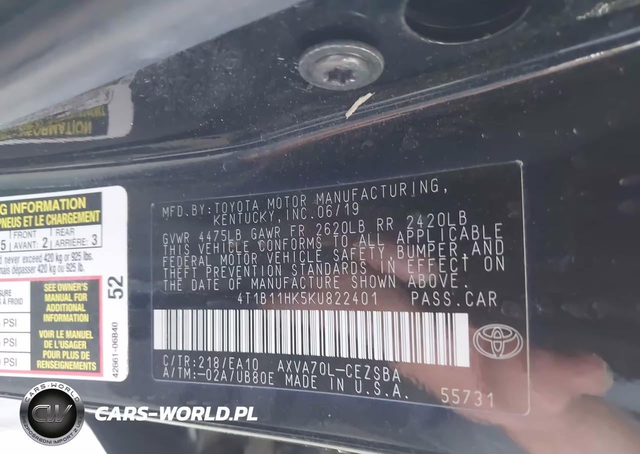 2019 Toyota Camry L-Le-Se-Xle VIN:4T1B11HK5KU822401 - 9