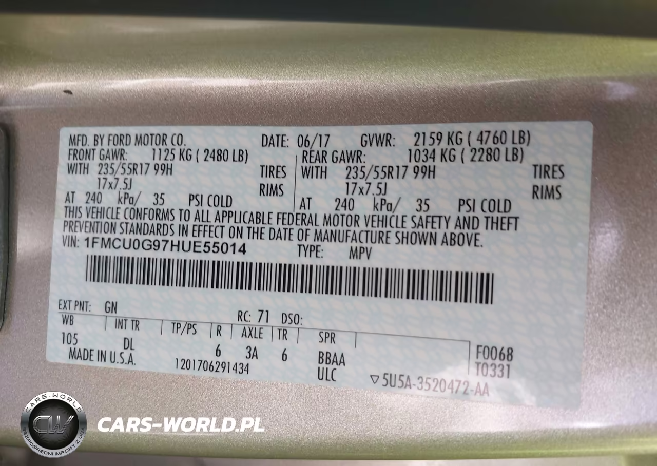 2017 Ford Escape Se VIN:1FMCU0G97HUE55014 - 9