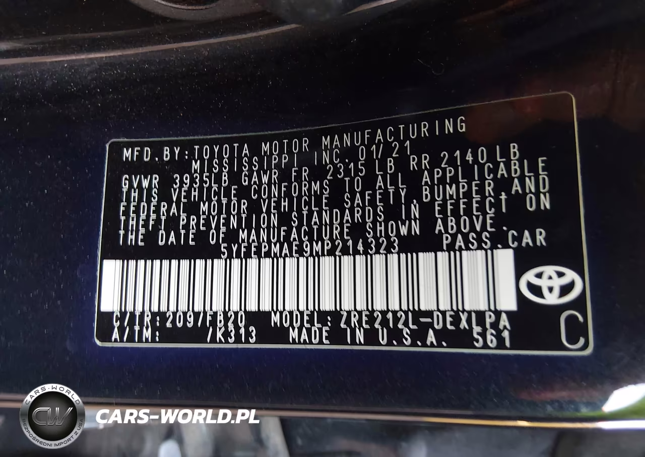 2021 Toyota Corolla Le VIN:5YFEPMAE9MP214323 - 9