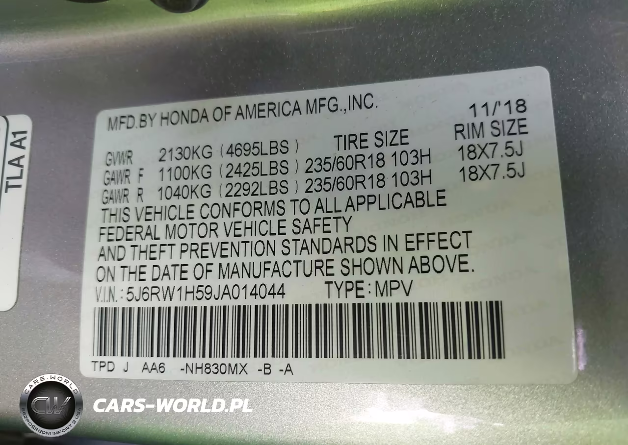 2018 Honda Cr-V Ex VIN:5J6RW1H59JA014044 - 9
