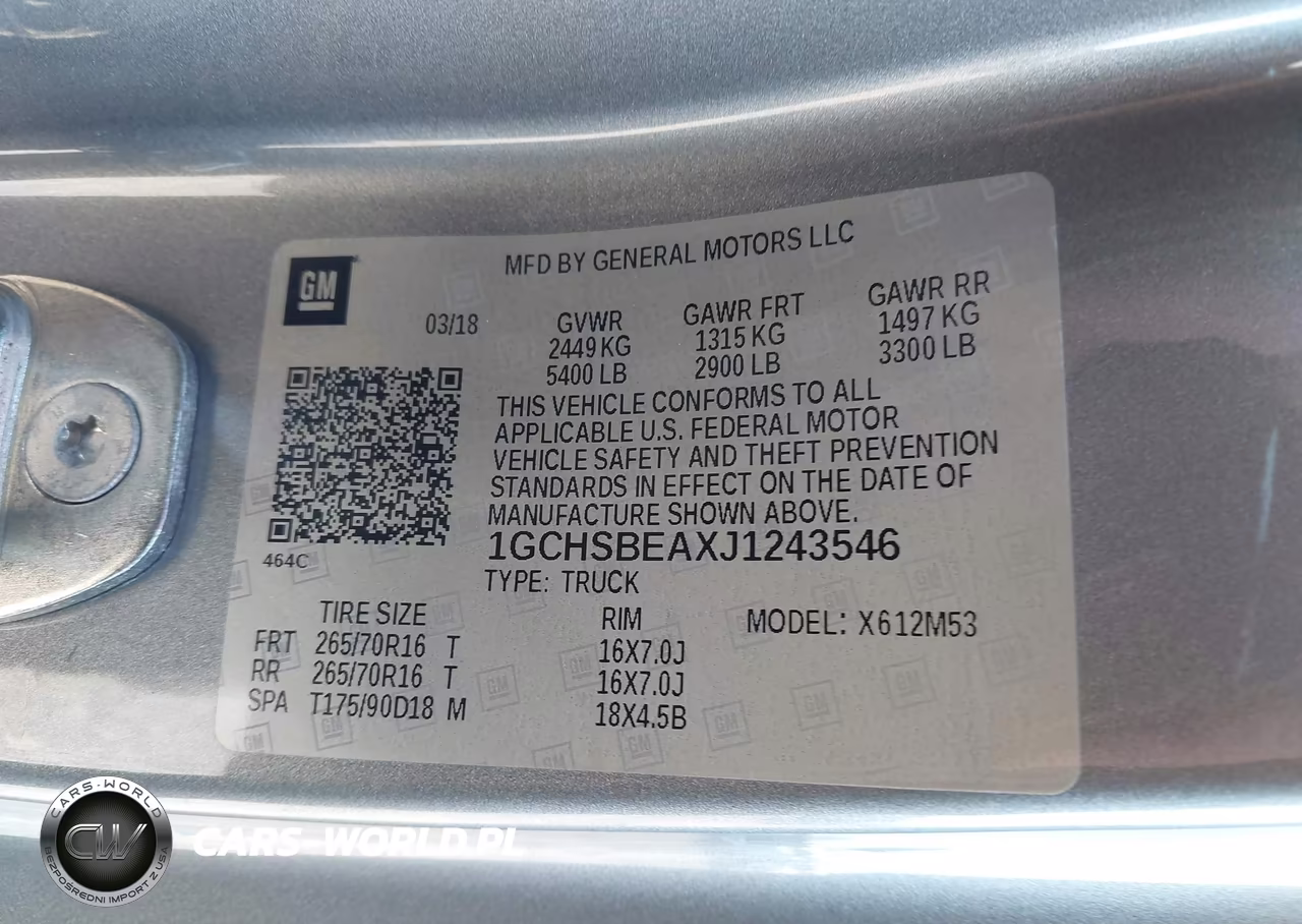 2018 Chevrolet Colorado Wt VIN:1GCHSBEAXJ1243546 - 9