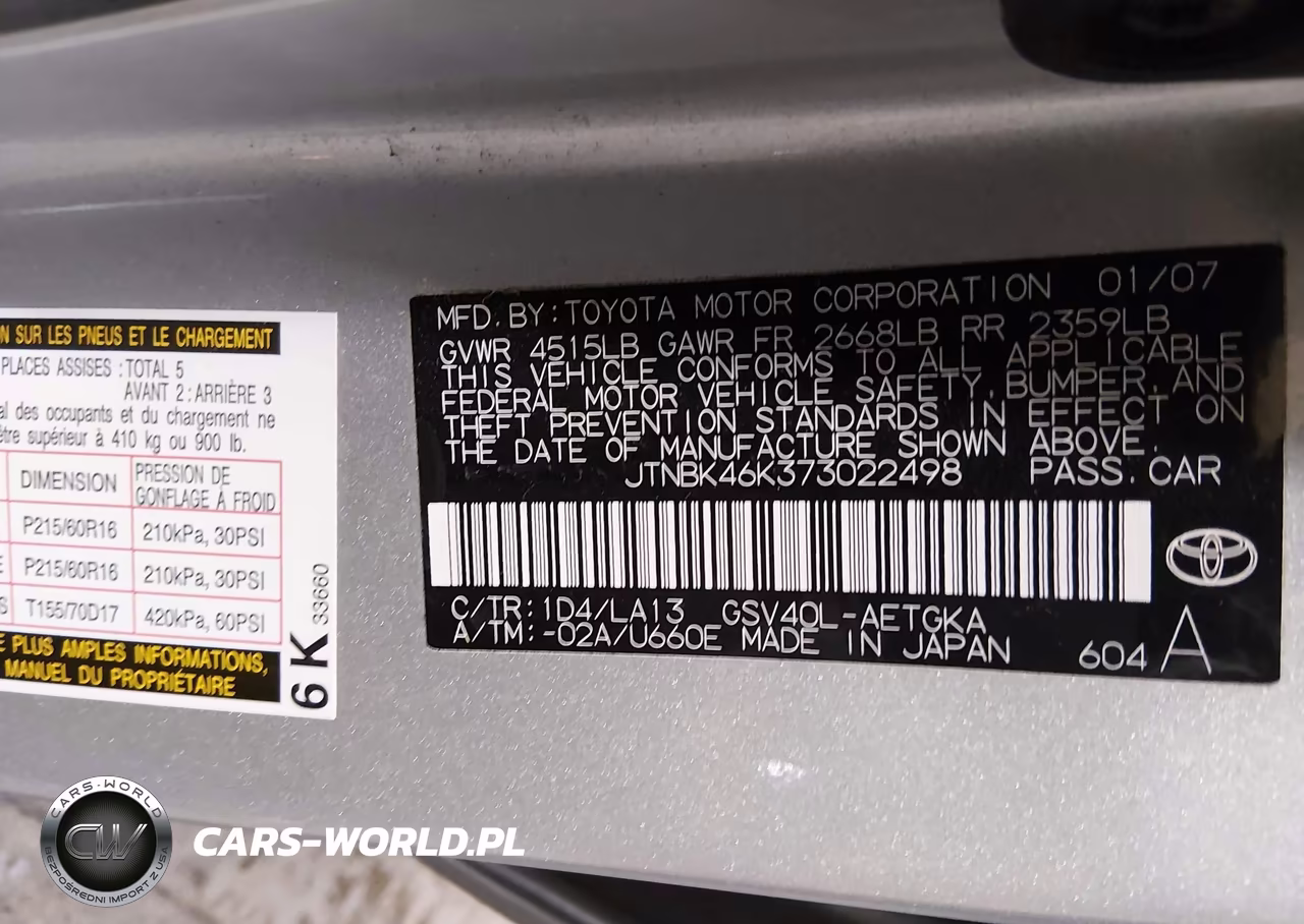 2007 Toyota Camry Xle V6 VIN:JTNBK46K373022498 - 9