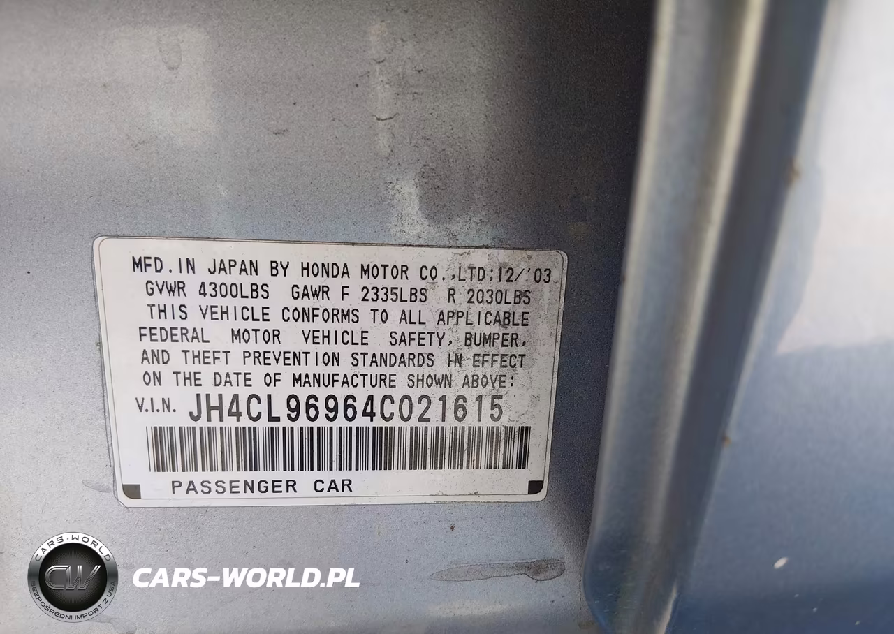 2004 Acura Tsx VIN:JH4CL96964C021615 - 9