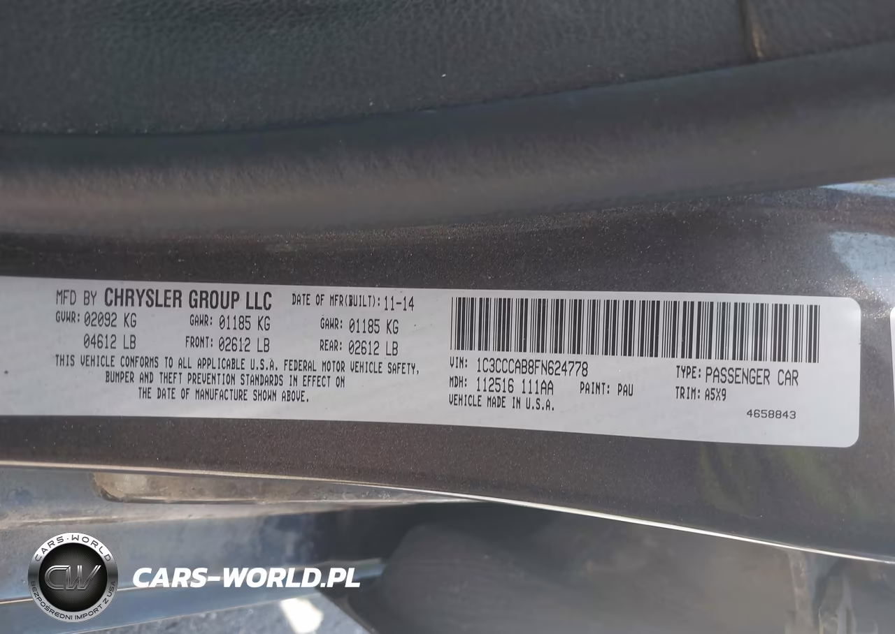 2015 Chrysler 200 Limited VIN:1C3CCCAB8FN624778 - 9