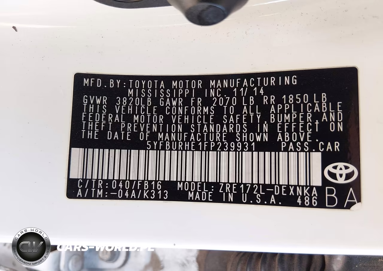 2015 Toyota Corolla Le VIN:5YFBURHE1FP239931 - 9