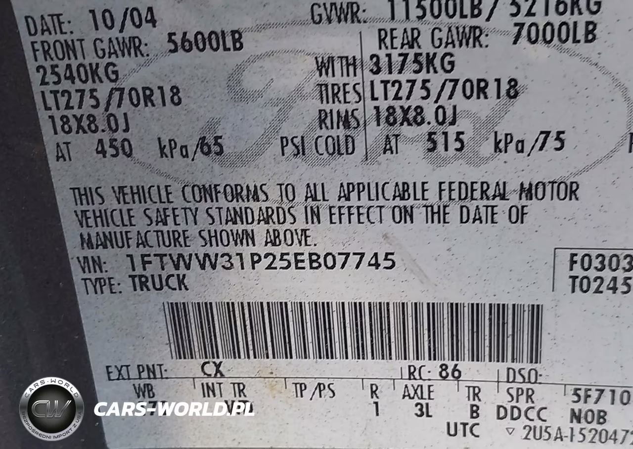 2005 Ford F-350 Lariat-Xl-Xlt VIN:1FTWW31P25EB07745 - 8
