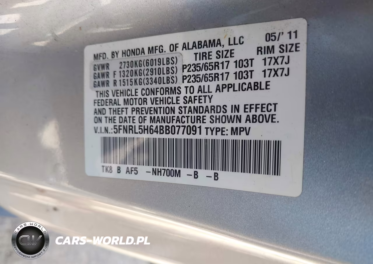 2011 Honda Odyssey Ex-L VIN:5FNRL5H64BB077091 - 9