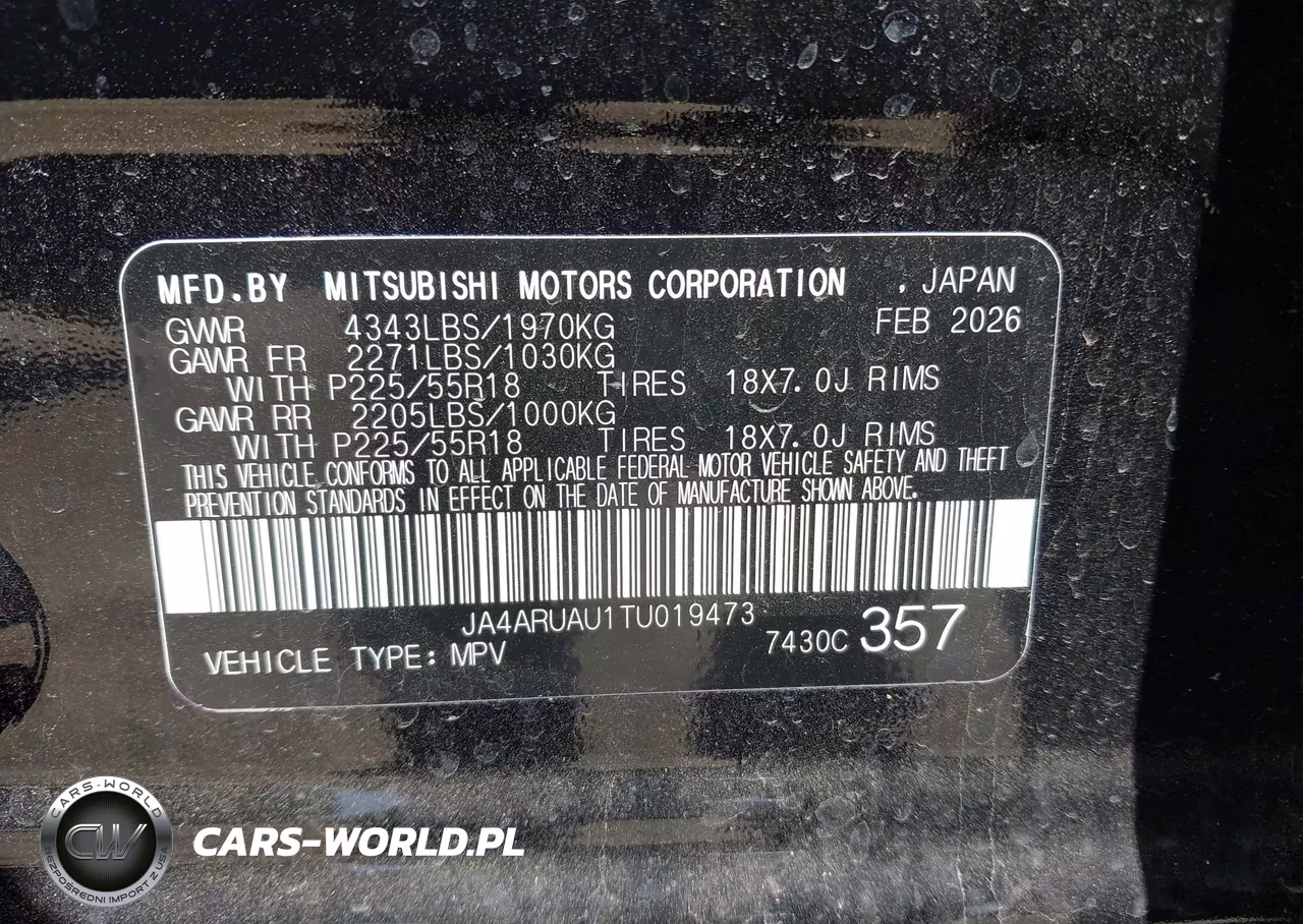 2026 Mitsubishi Outlander Sport 2.0 Es-2.0 Le-2.0 Ralliart-2.0 S-2.0 Se-2.0 Trail Edition VIN:JA4ARUAU1TU019473 - 9
