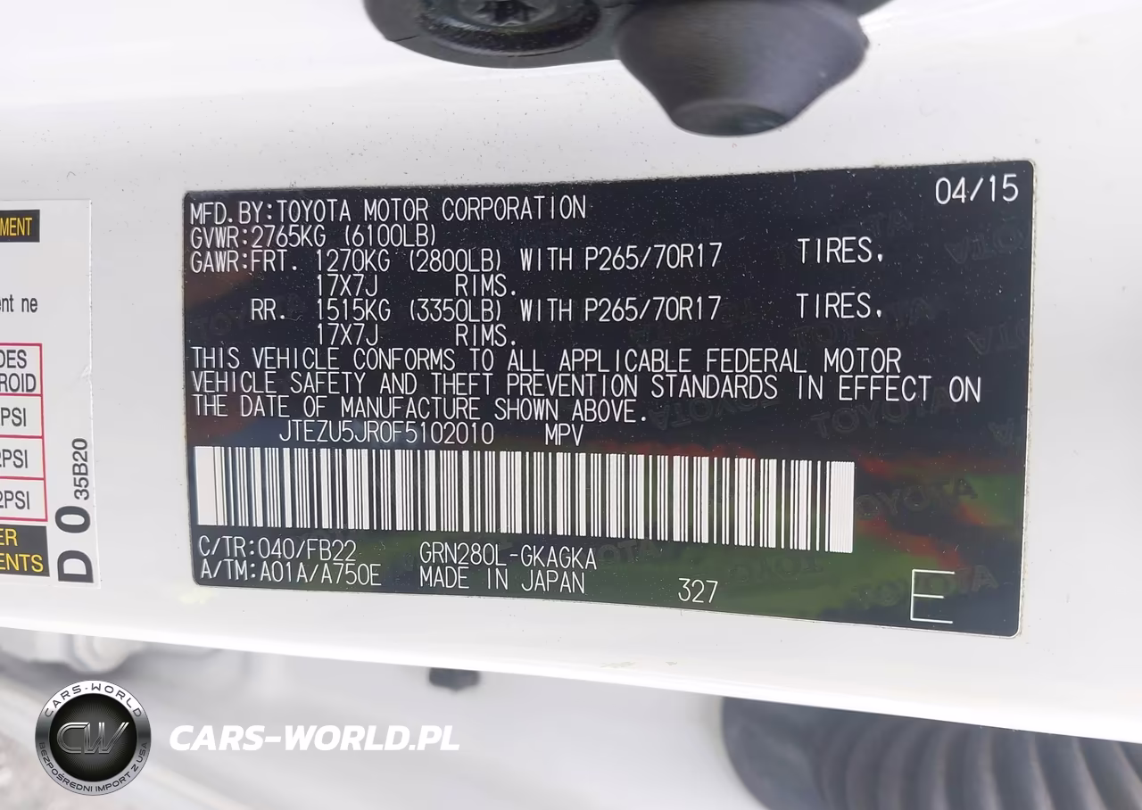 2015 Toyota 4Runner Sr5 VIN:JTEZU5JR0F5102010 - 9