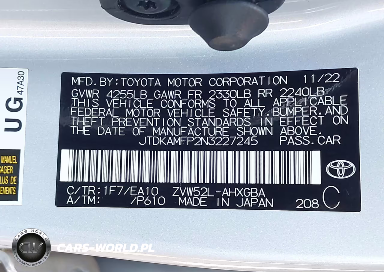 2022 Toyota Prius Prime Xle VIN:JTDKAMFP2N3227245 - 9