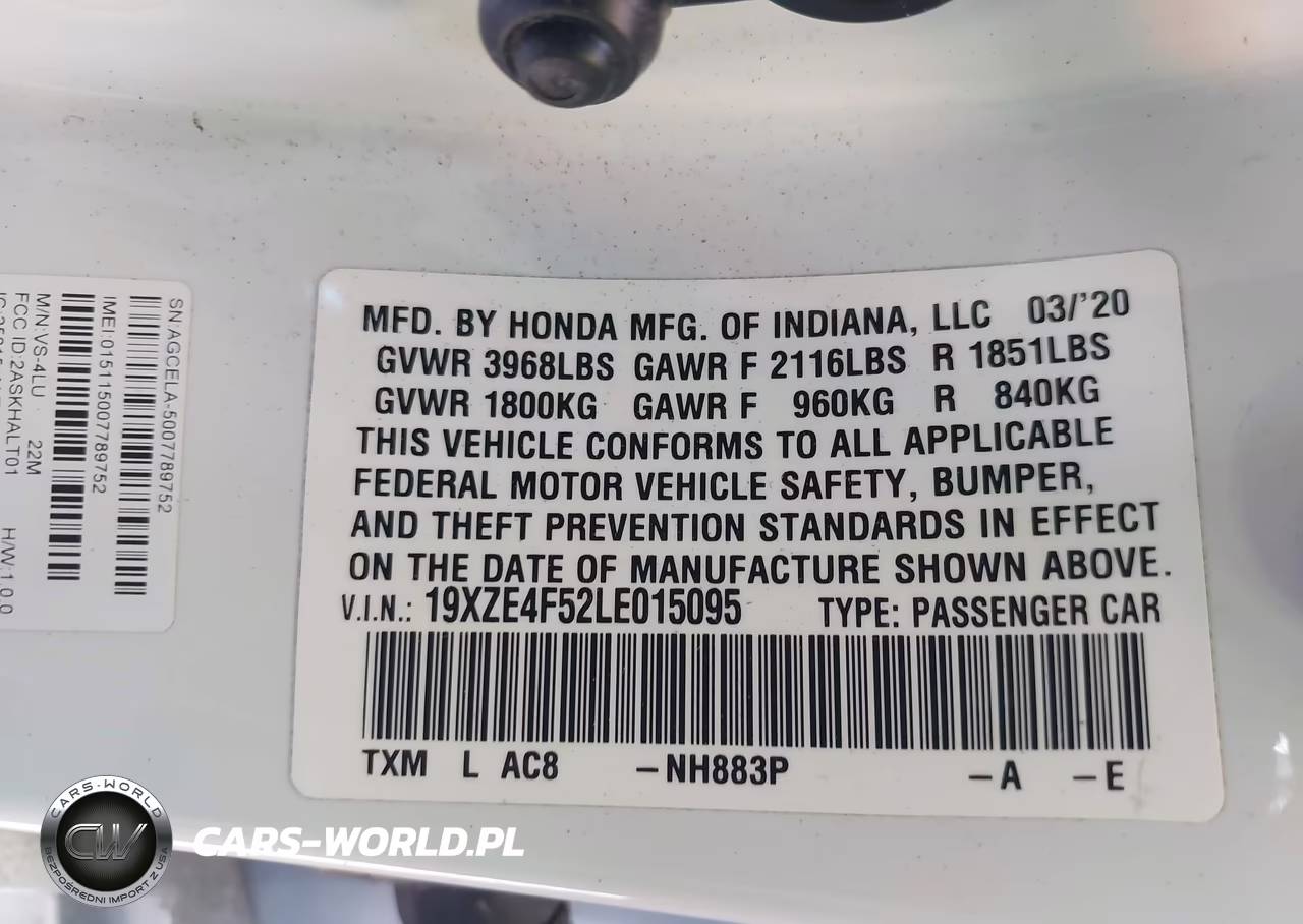 2020 Honda Insight Ex VIN:19XZE4F52LE015095 - 9