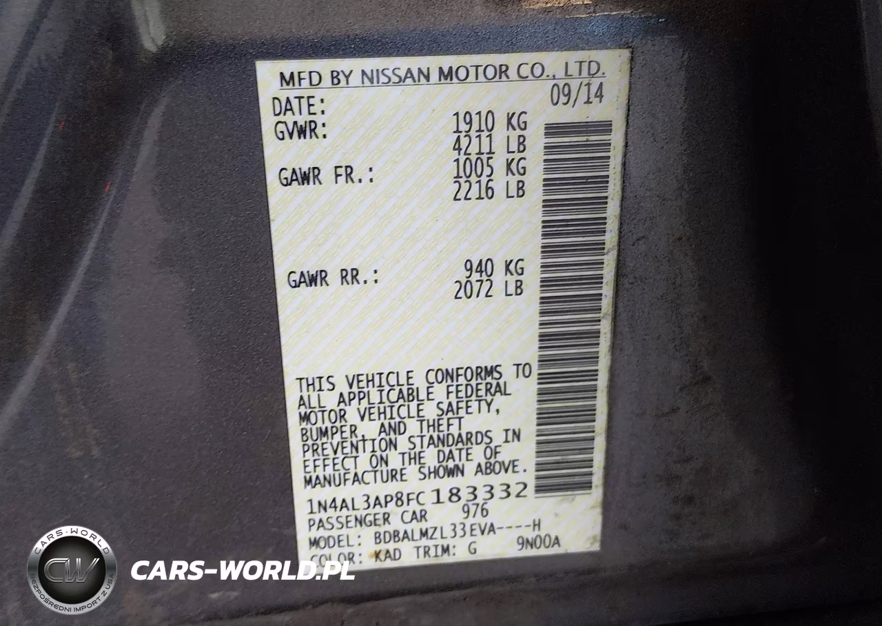 2015 Nissan Altima 2.5 Sv VIN:1N4AL3AP8FC183332 - 9