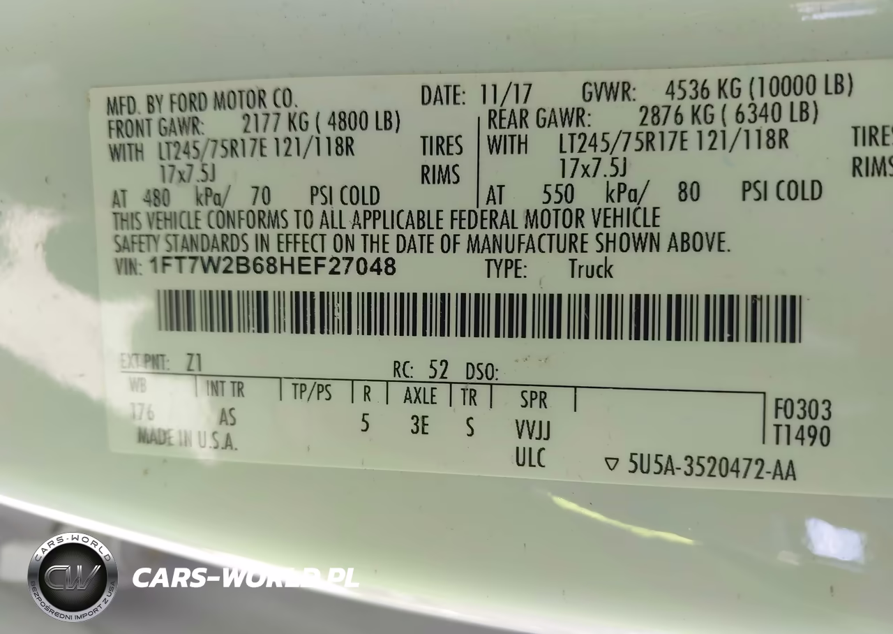 2017 Ford F-250 Xl VIN:1FT7W2B68HEF27048 - 9