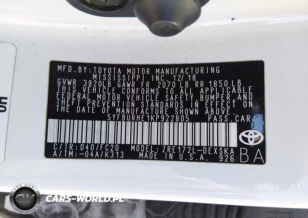 2019 Toyota Corolla Se VIN:5YFBURHE1KP922805 - 9
