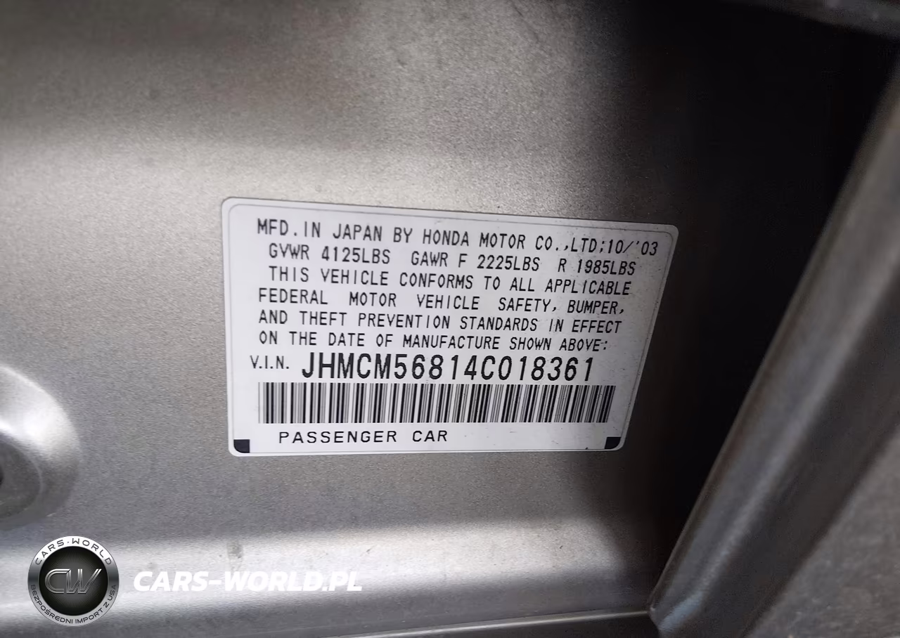 2004 Honda Accord 2.4 Ex VIN:JHMCM56814C018361 - 9