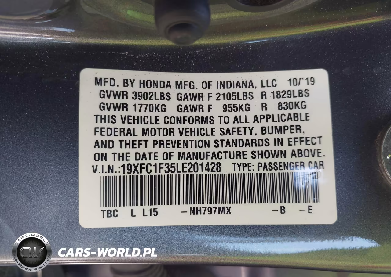undefined VIN:19XFC1F35LE201428 - 9