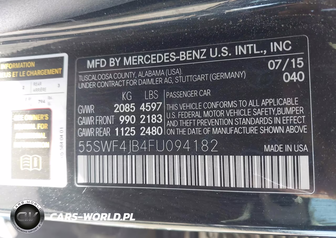 2015 Mercedes-Benz C 300 VIN:55SWF4JB4FU094182 - 9