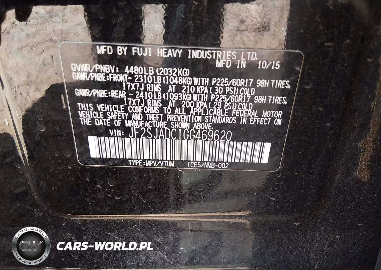 2016 Subaru Forester 2.5I Premium VIN:JF2SJADC1GG469620 - 9