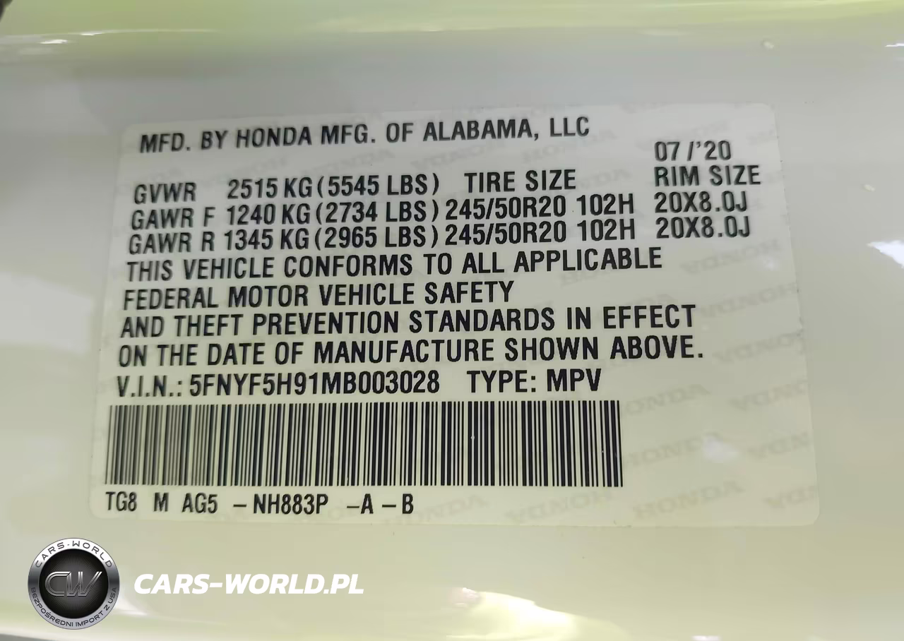 2021 Honda Pilot 2Wd Touring 8 Passenger VIN:5FNYF5H91MB003028 - 9