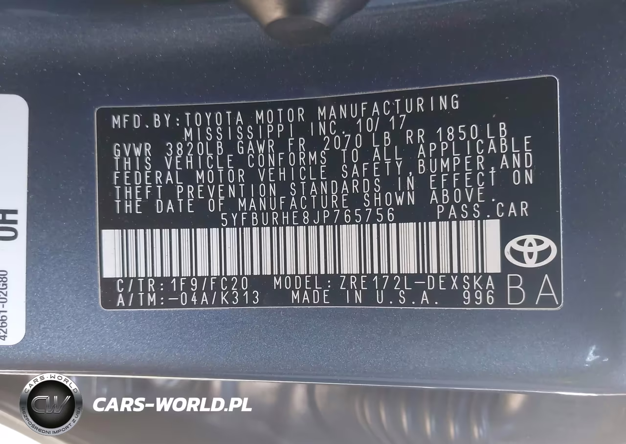 2018 Toyota Corolla Se VIN:5YFBURHE8JP765756 - 9