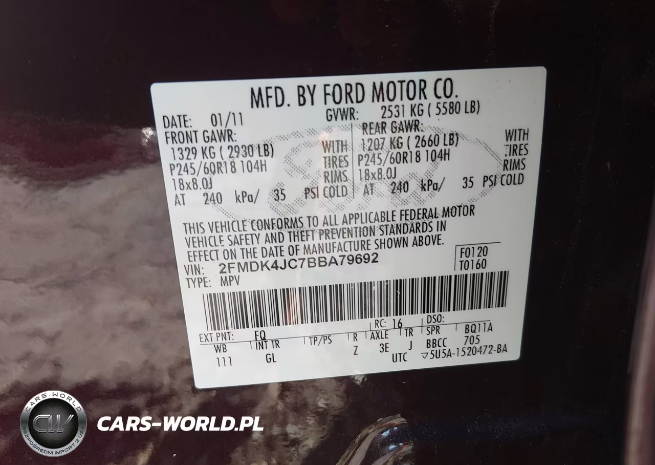 2011 Ford Edge Sel VIN:2FMDK4JC7BBA79692 - 9