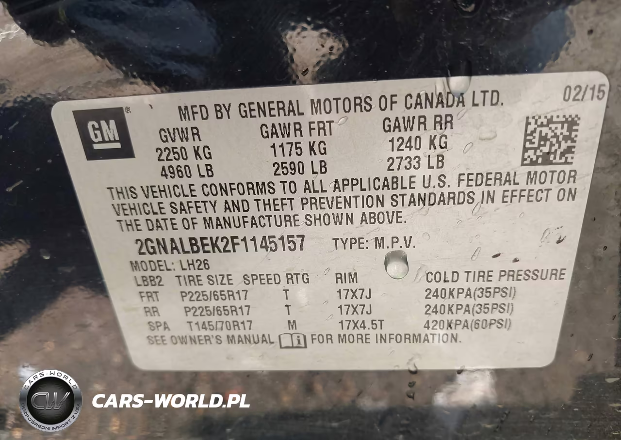 2015 Chevrolet Equinox Lt VIN:2GNALBEK2F1145157 - 9