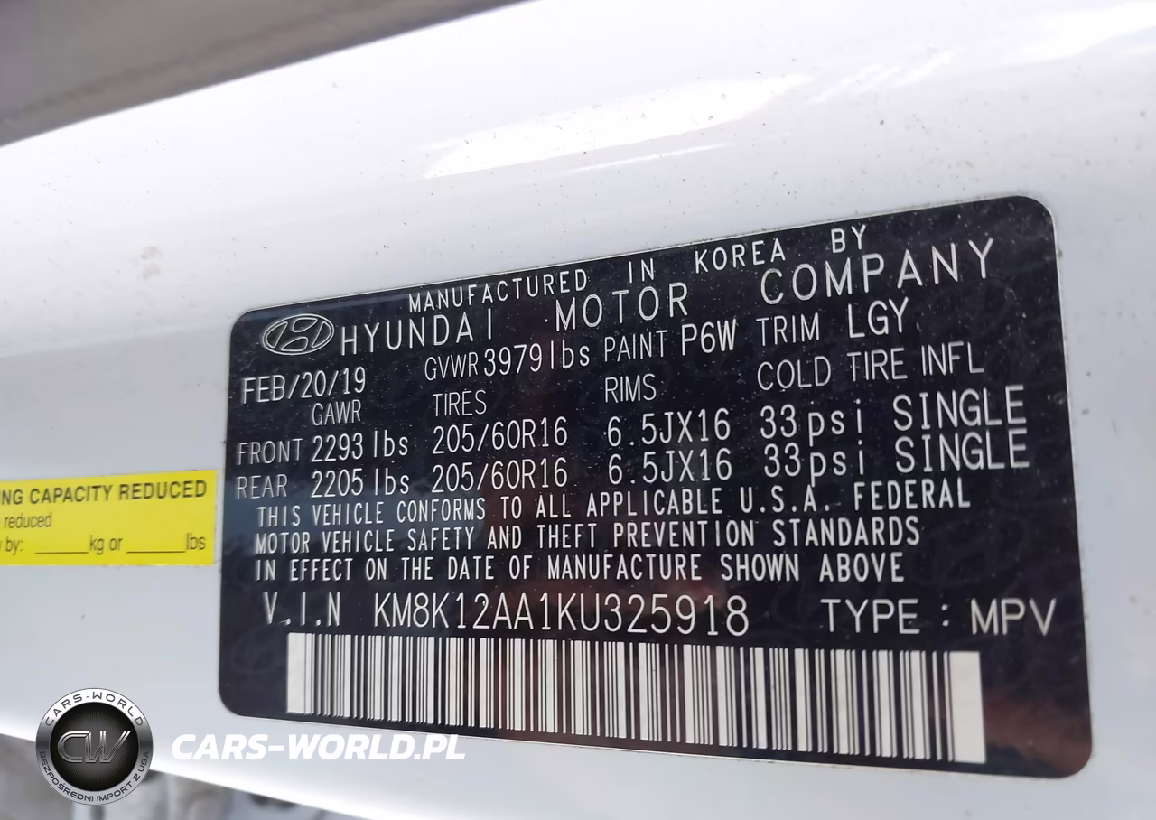 2019 Hyundai Kona Se VIN:KM8K12AA1KU325918 - 9